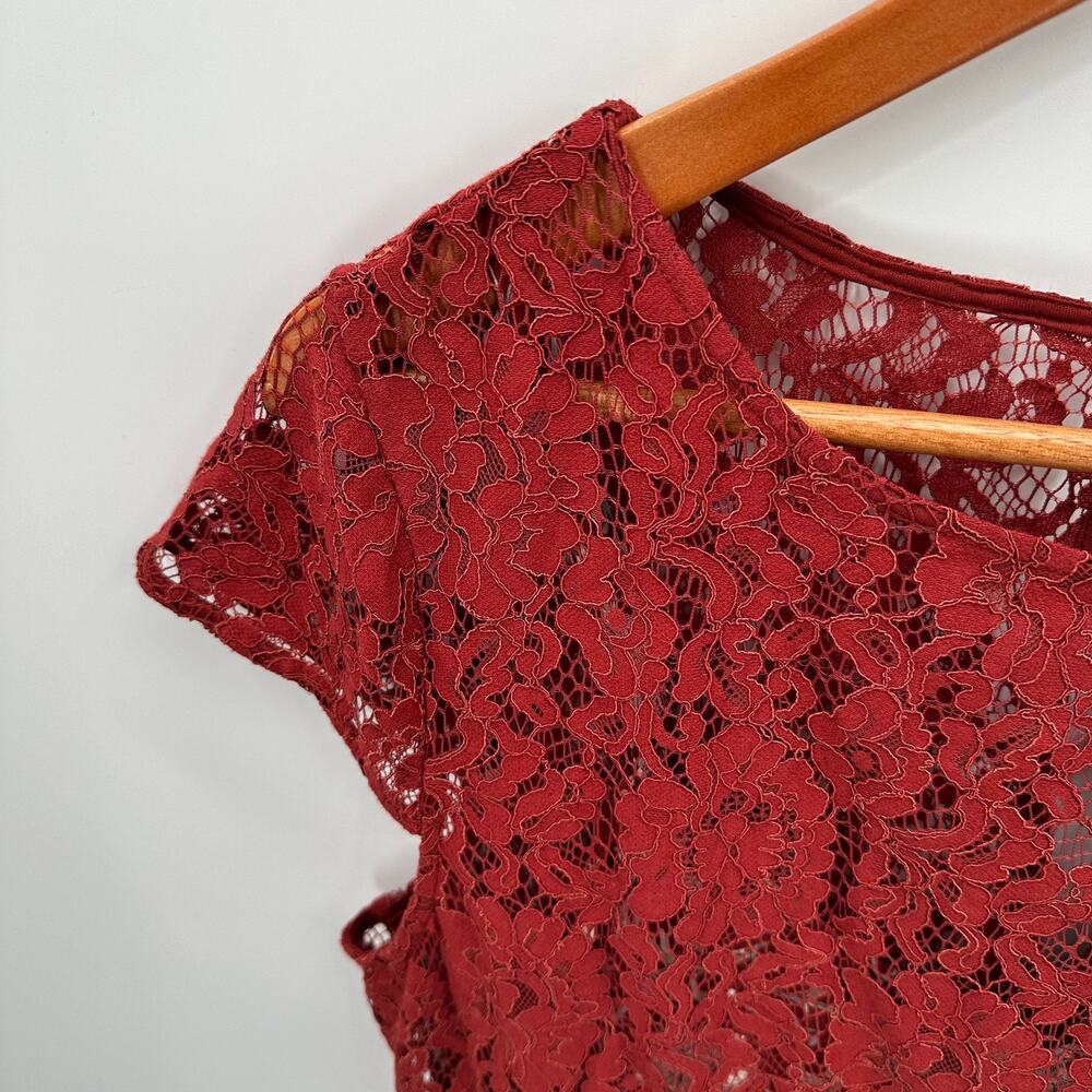 ANTHROPOLOGIE NWT Plenty by Tracy Reese Arcadia Red Pleated Lace Dress // 12 - Picture 7 of 16